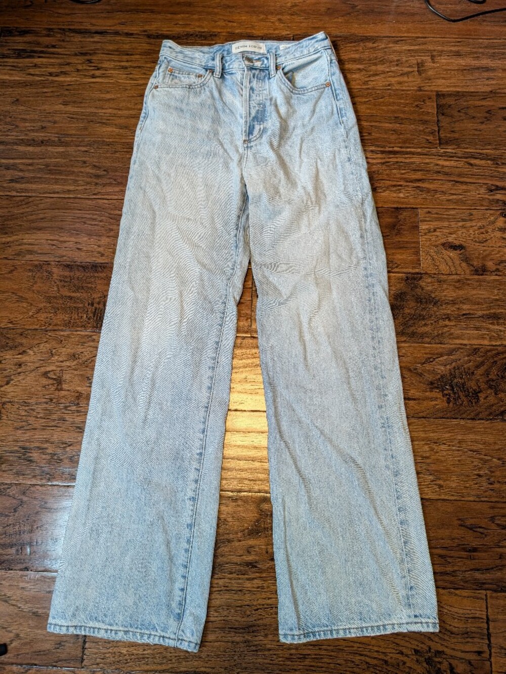Denim Forum The Farrah High Rise Wide Leg Light Wash Organic Cotton Size 26